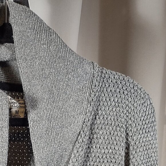 Lucky Brand Grayish Silver Button Down Cotton Blend Sweater Size M - Picture 4 of 10